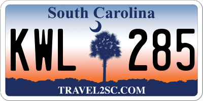 SC license plate KWL285