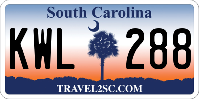 SC license plate KWL288