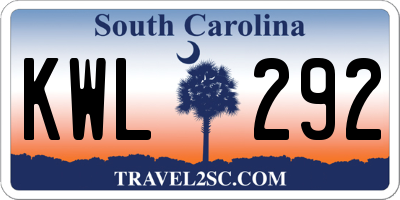 SC license plate KWL292