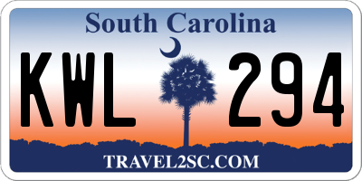 SC license plate KWL294