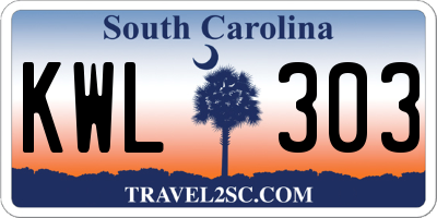 SC license plate KWL303