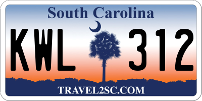 SC license plate KWL312