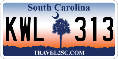 SC license plate KWL313