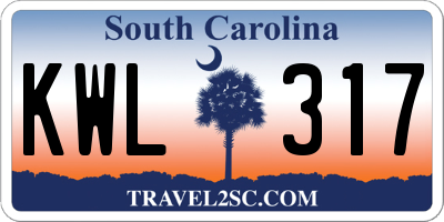 SC license plate KWL317