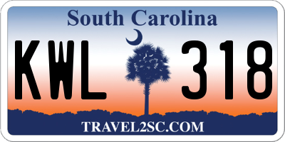 SC license plate KWL318