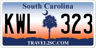 SC license plate KWL323