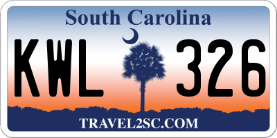 SC license plate KWL326