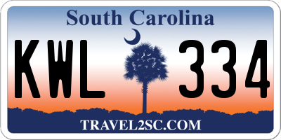 SC license plate KWL334