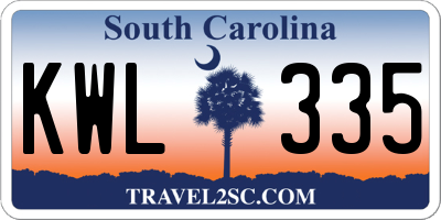 SC license plate KWL335