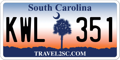 SC license plate KWL351