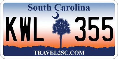 SC license plate KWL355