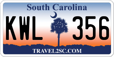 SC license plate KWL356