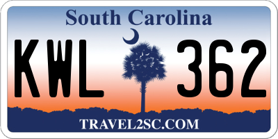 SC license plate KWL362