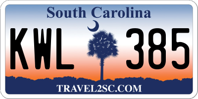 SC license plate KWL385