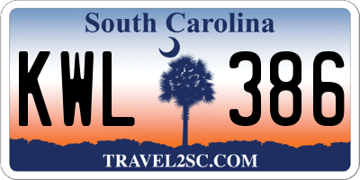 SC license plate KWL386