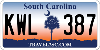 SC license plate KWL387