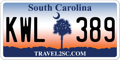 SC license plate KWL389