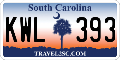 SC license plate KWL393