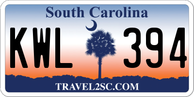 SC license plate KWL394