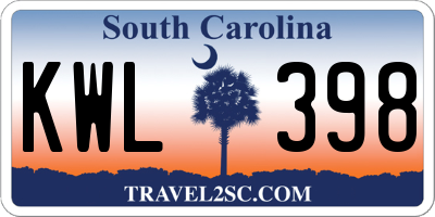 SC license plate KWL398