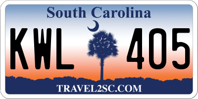 SC license plate KWL405