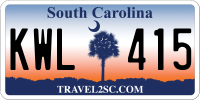 SC license plate KWL415