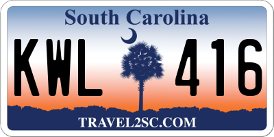 SC license plate KWL416