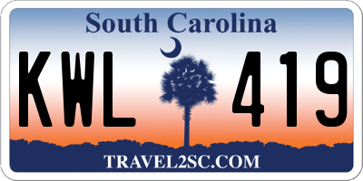 SC license plate KWL419