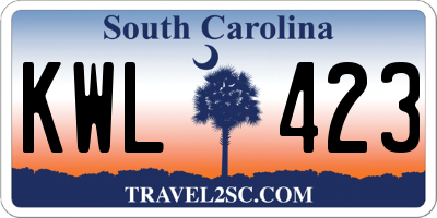 SC license plate KWL423