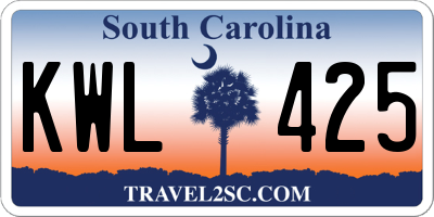 SC license plate KWL425
