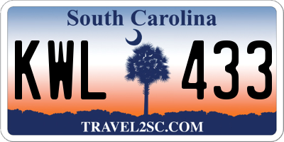 SC license plate KWL433