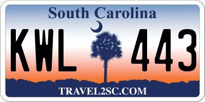 SC license plate KWL443