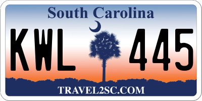 SC license plate KWL445