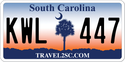 SC license plate KWL447