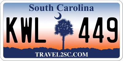 SC license plate KWL449