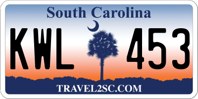 SC license plate KWL453