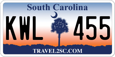 SC license plate KWL455