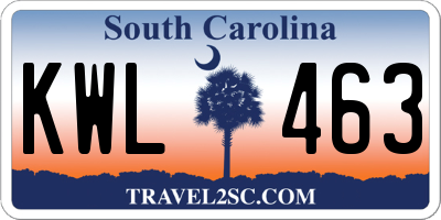 SC license plate KWL463