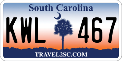 SC license plate KWL467