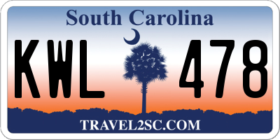 SC license plate KWL478