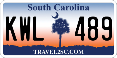 SC license plate KWL489