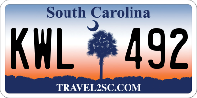 SC license plate KWL492