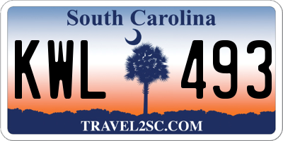 SC license plate KWL493