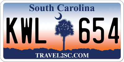 SC license plate KWL654