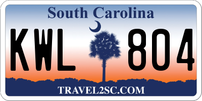 SC license plate KWL804