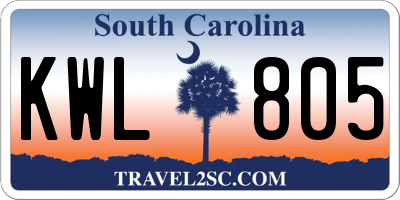 SC license plate KWL805