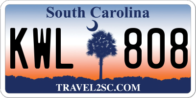 SC license plate KWL808