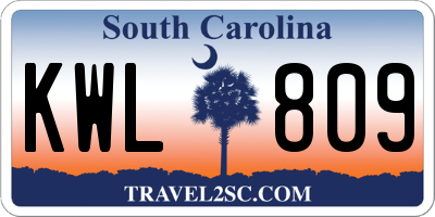 SC license plate KWL809