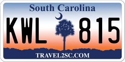 SC license plate KWL815