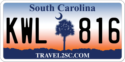 SC license plate KWL816
